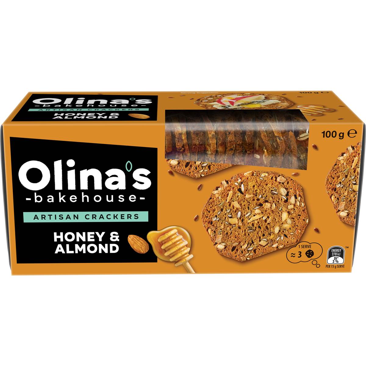 Olina's Artisan Crackers Honey & Almond 100g Woolworths