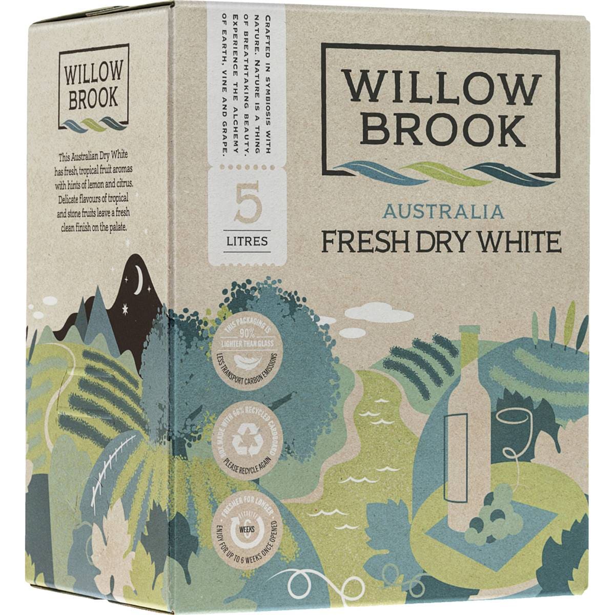 Willowbrook Fresh Dry White Box Wine 5l Woolworths