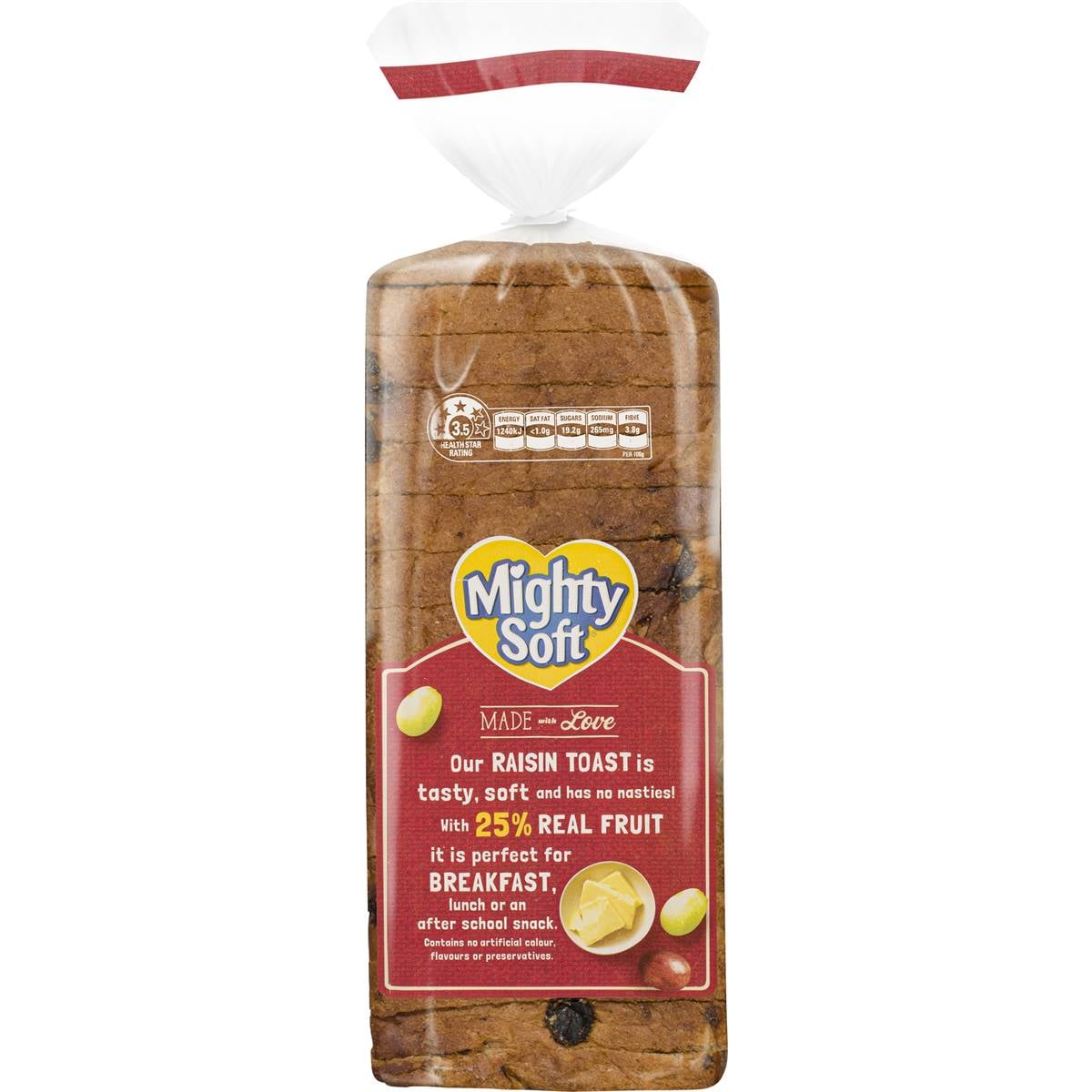 Mighty Soft Raisin Toast 600g Woolworths
