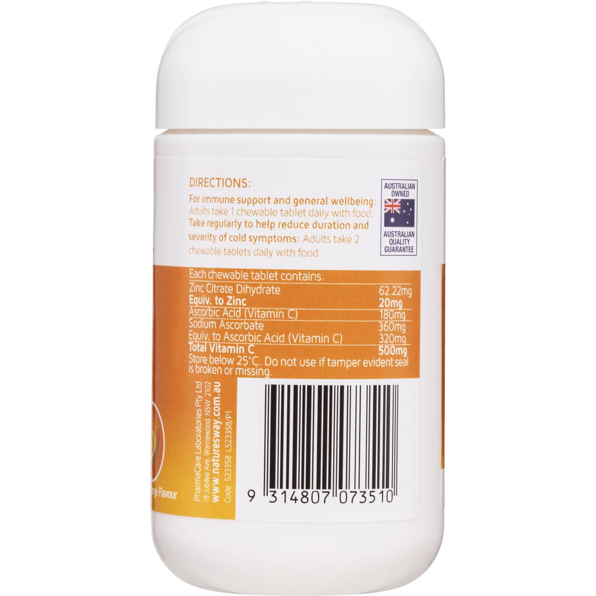 Nature's Way Zinc + Vitamin C Chews 60 Pack Woolworths