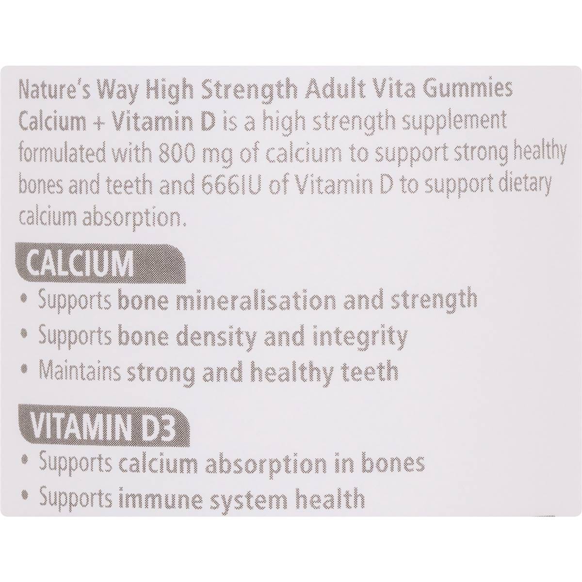 Natures Way High Strength Calcium + Vitamin D Adult Gummies 60 Pack