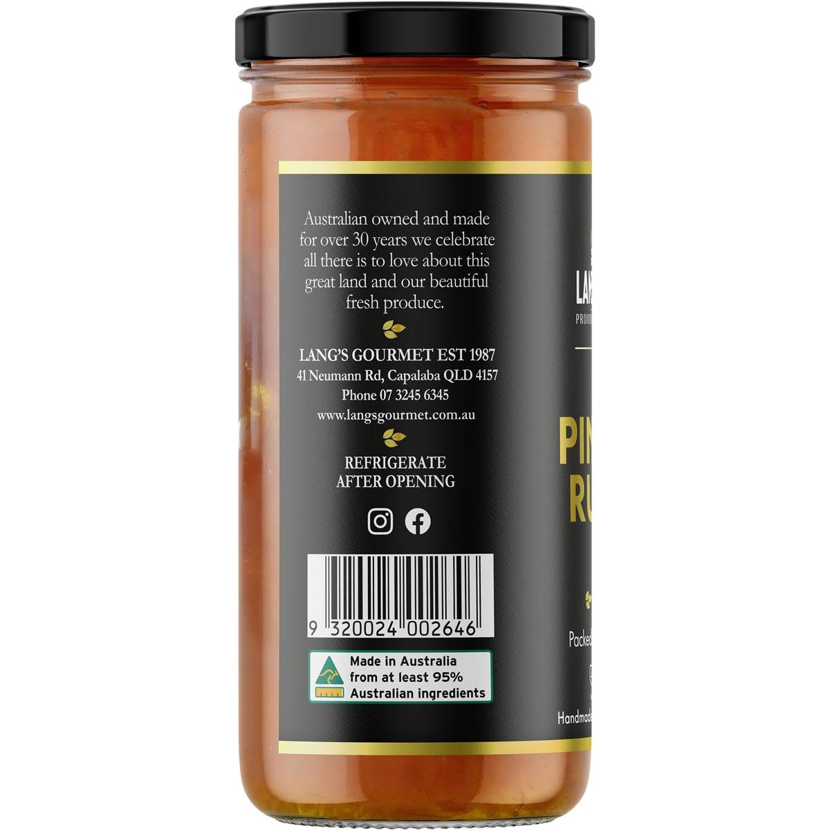 Lang's Gourmet Pineapple Rum Jam 300g Woolworths