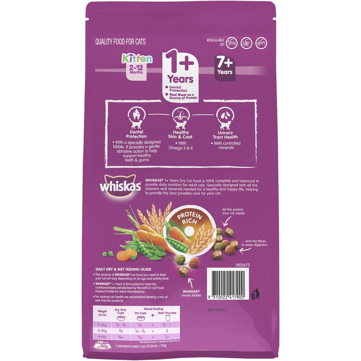Whiskas 1+ Years Dry Cat Food Beef & Lamb 1kg Woolworths