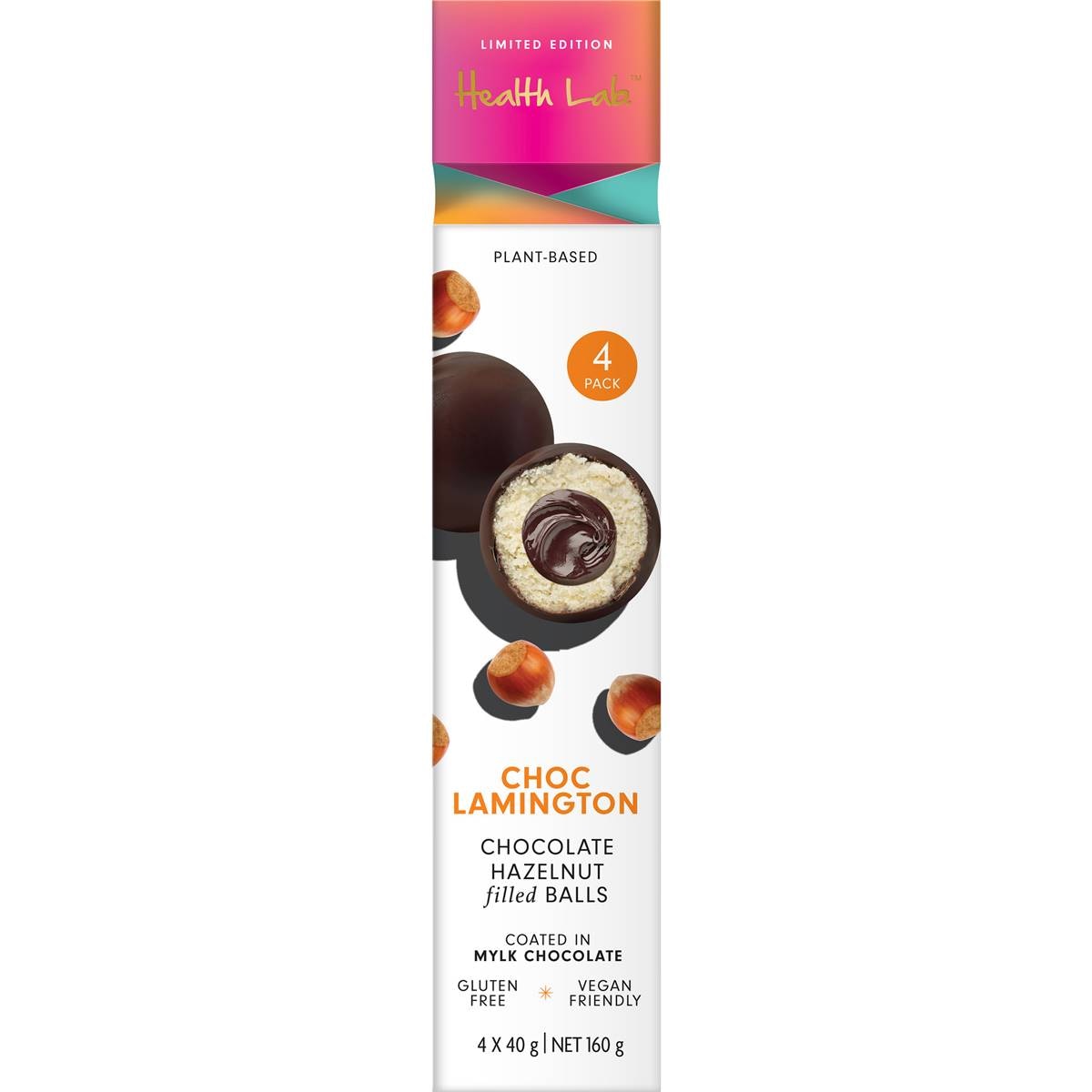 Health Lab Chocolate Lamington Hazelnut Filled Balls 4 Pack Woolworths