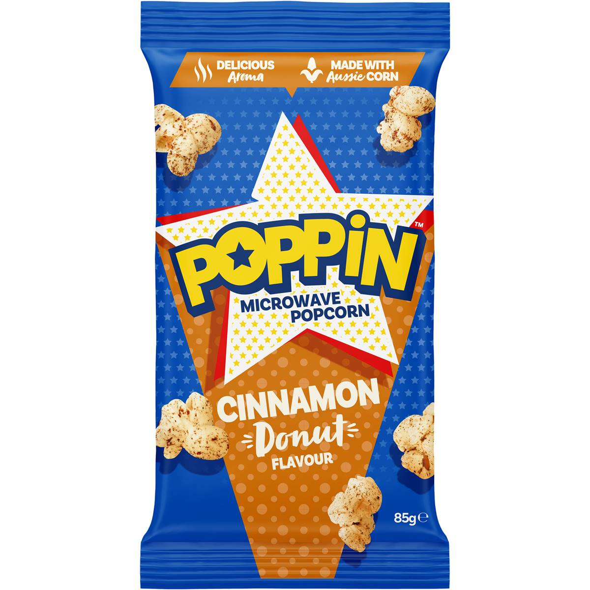 Poppin Cinnamon Donut Microwave Popcorn 85g Woolworths