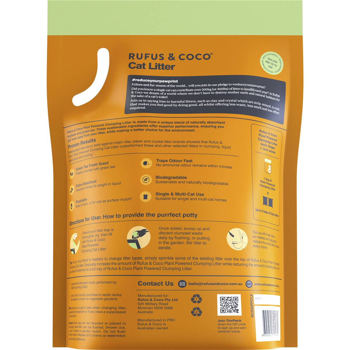 Rufus & Coco Cat Litter Plant Powered 2kg Woolworths