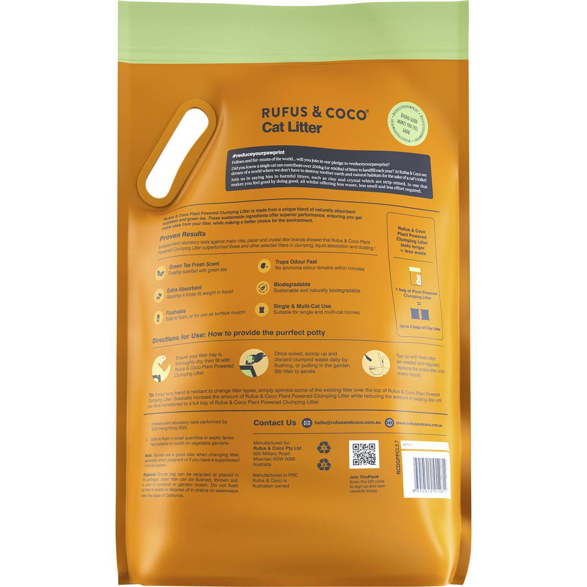 Rufus & Coco Cat Litter Plant Powered 3.7kg Woolworths