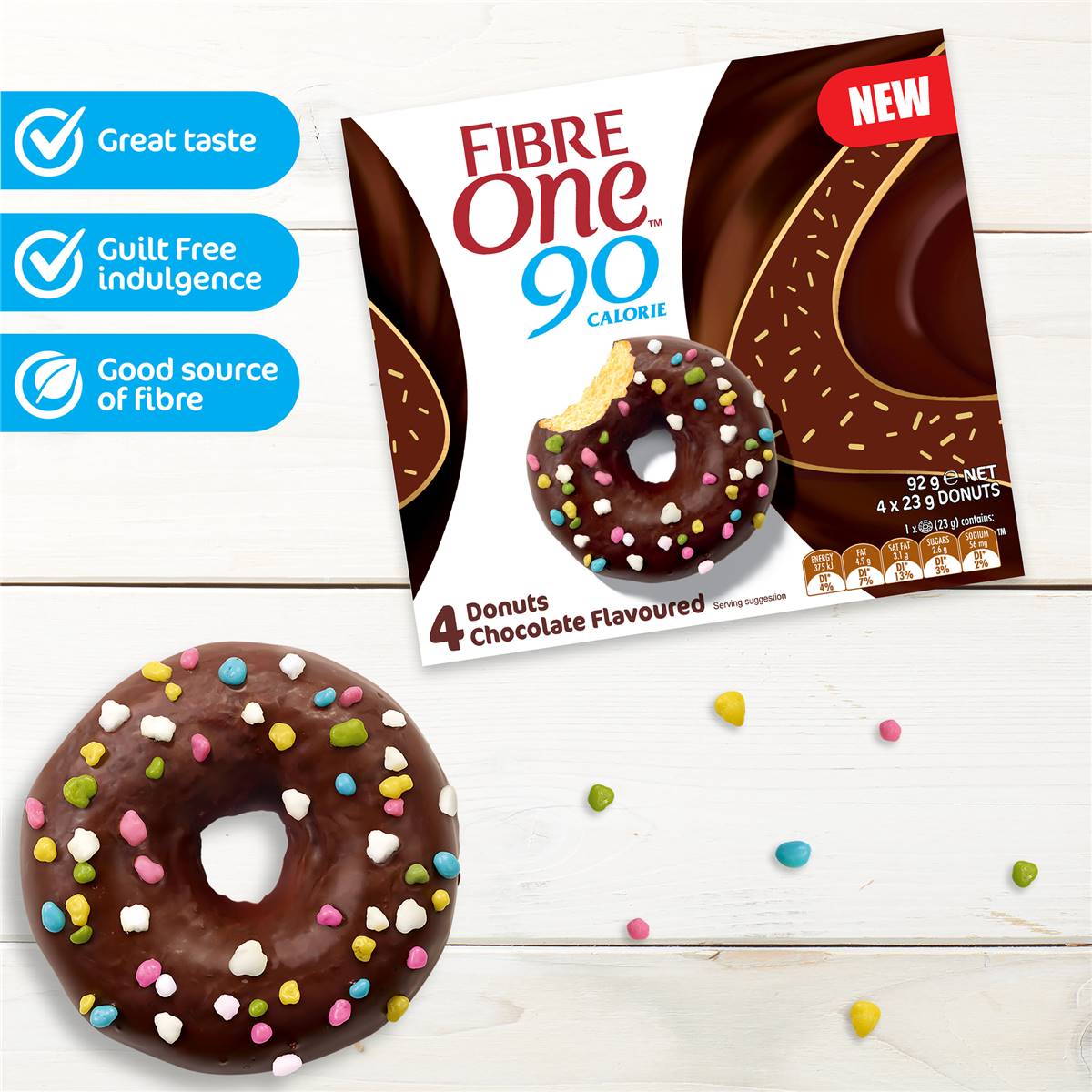 Fibre One 90 Calorie Chocolate Donut Flavoured 4 Pack Woolworths