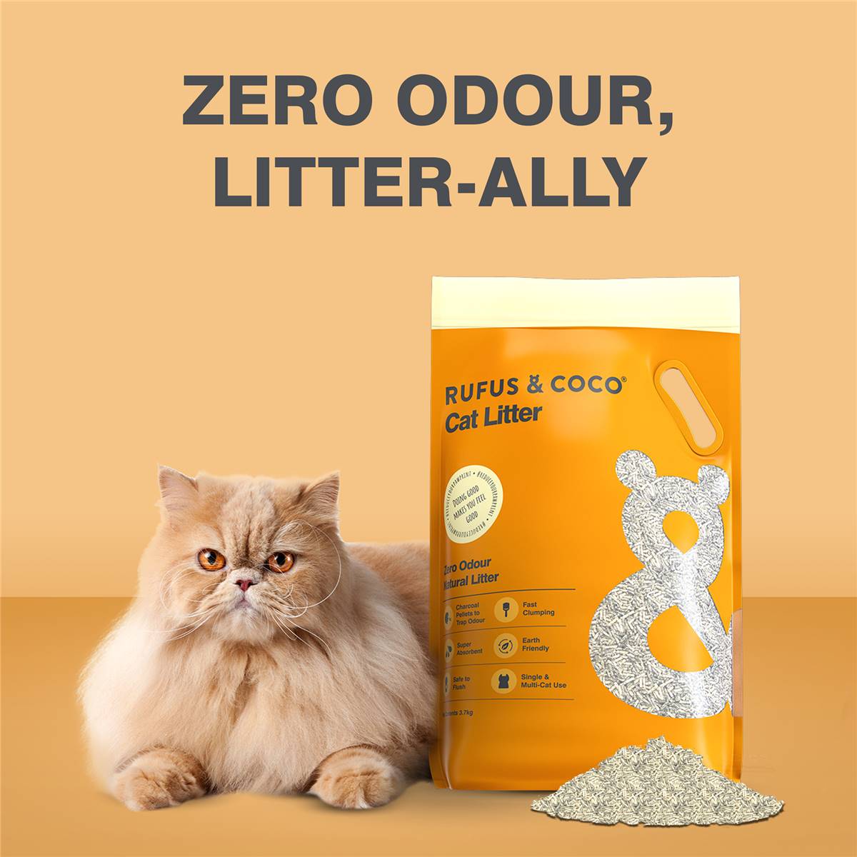 Rufus & Coco Zero Odour Natural Cat Litter 3.7kg Woolworths