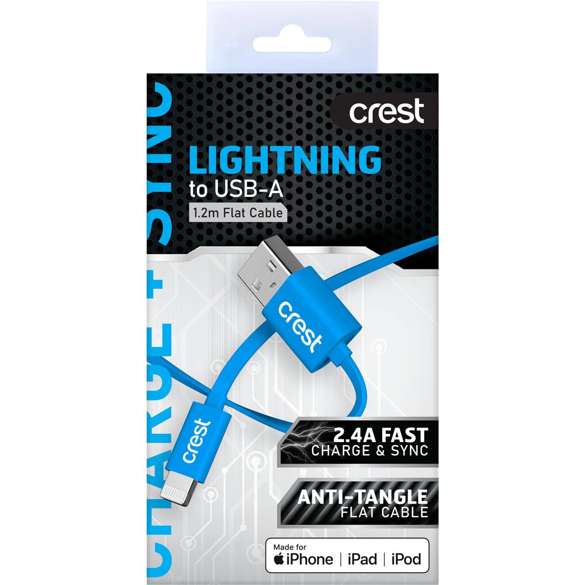 Crest Lightning To Usba Flat Cable 1 Pack Woolworths