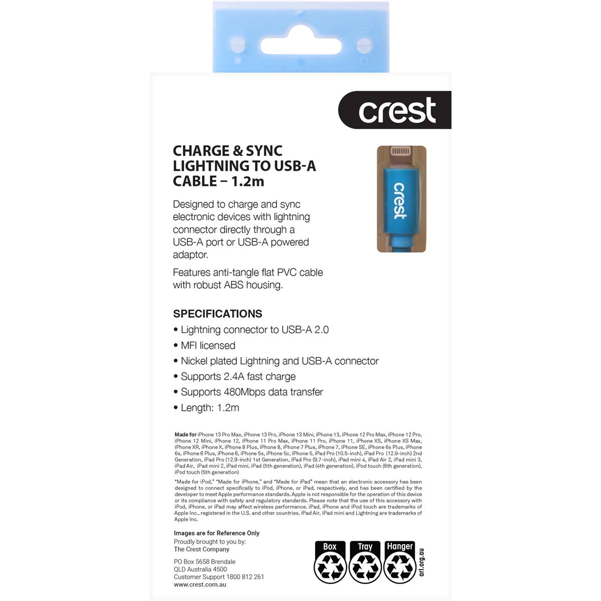 Crest Lightning To Usba Flat Cable 1 Pack Woolworths