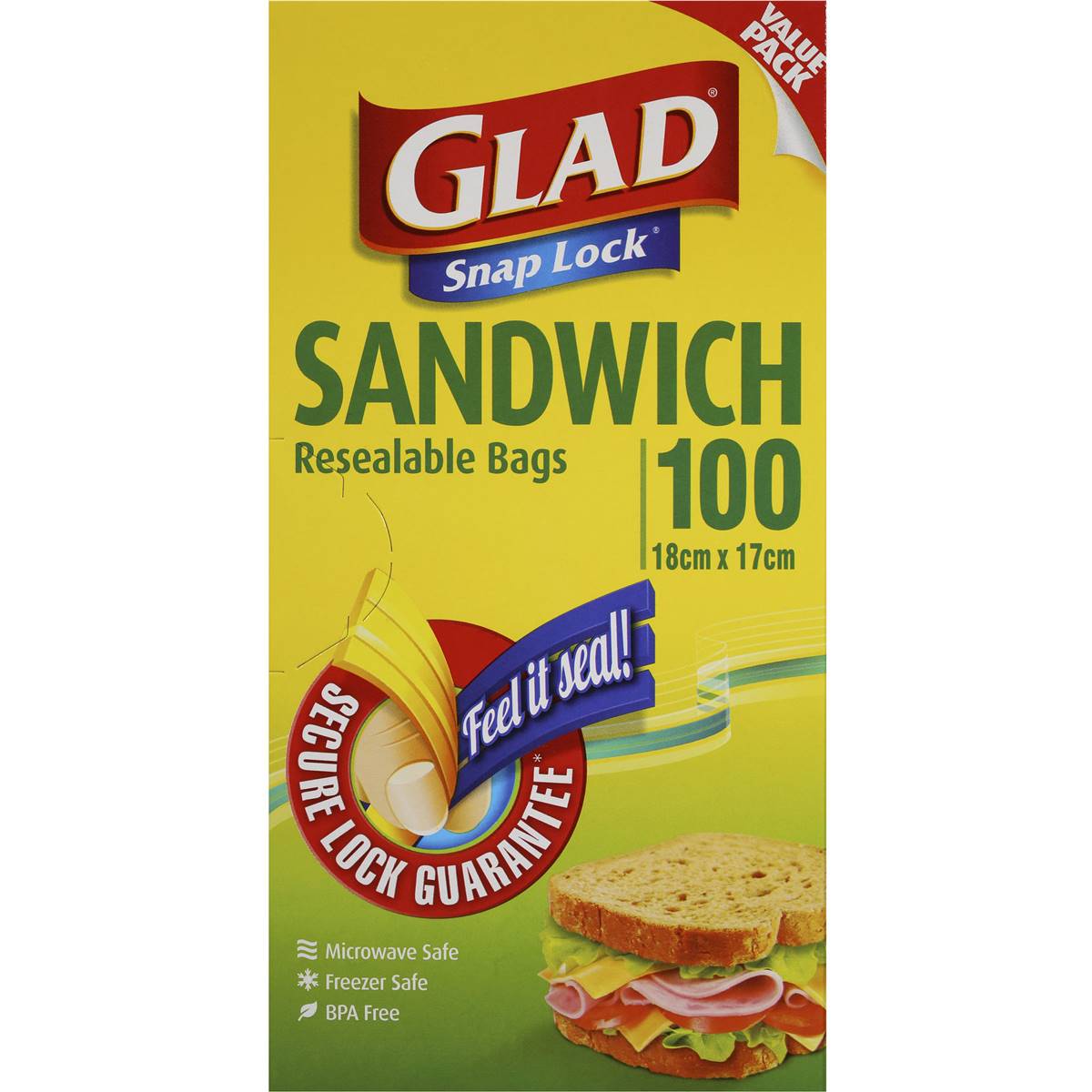 Glad Snaplock Reseal Sandwich Bags 100 Pack Woolworths