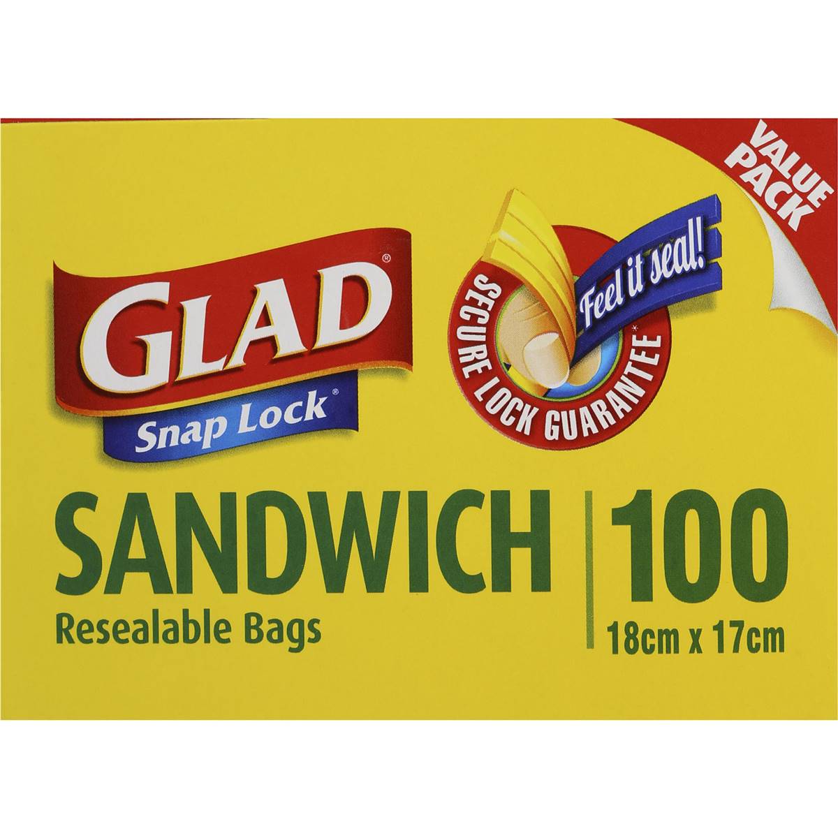 Glad Snaplock Reseal Sandwich Bags 100 Pack Woolworths