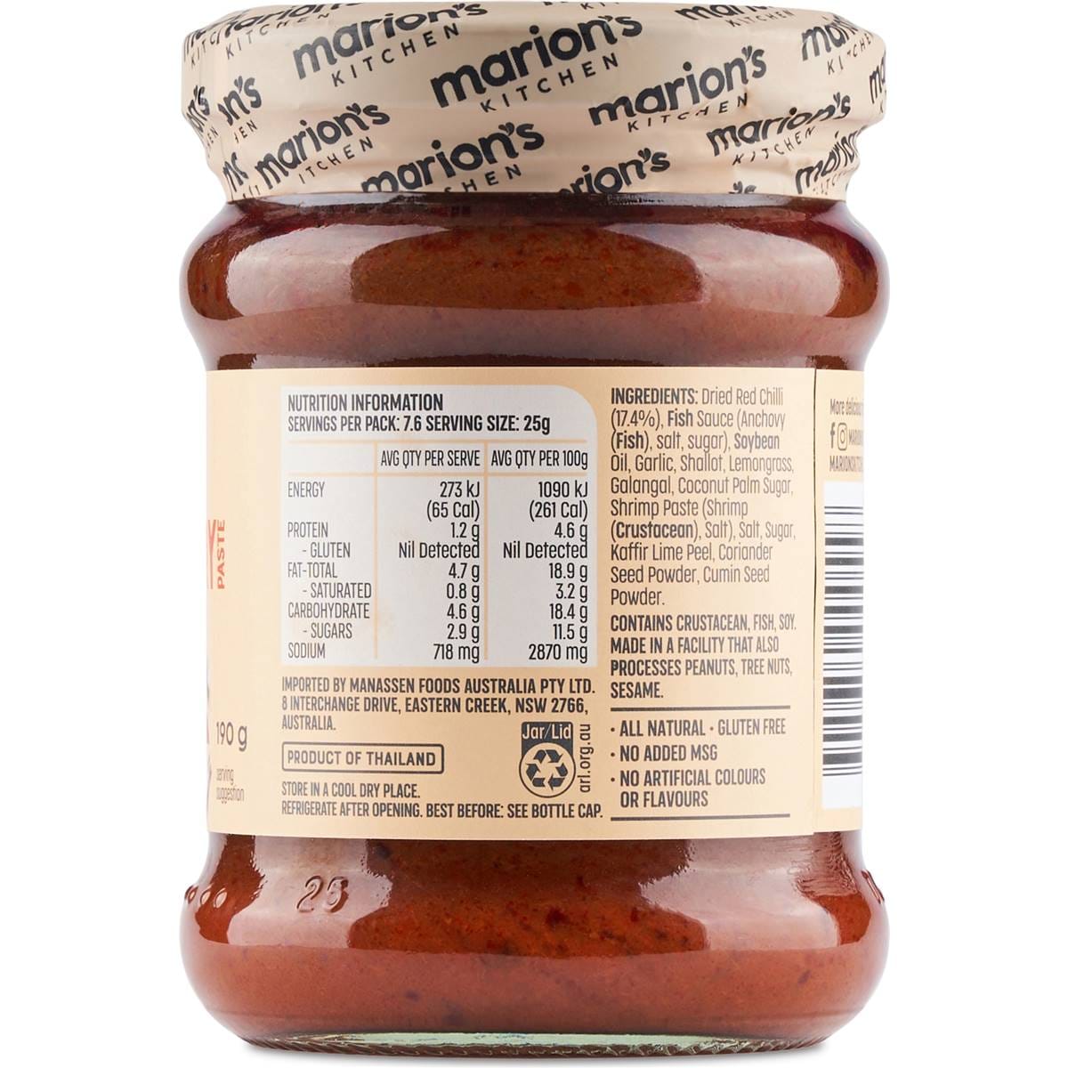 Marion's Kitchen Red Curry Paste 190g Woolworths
