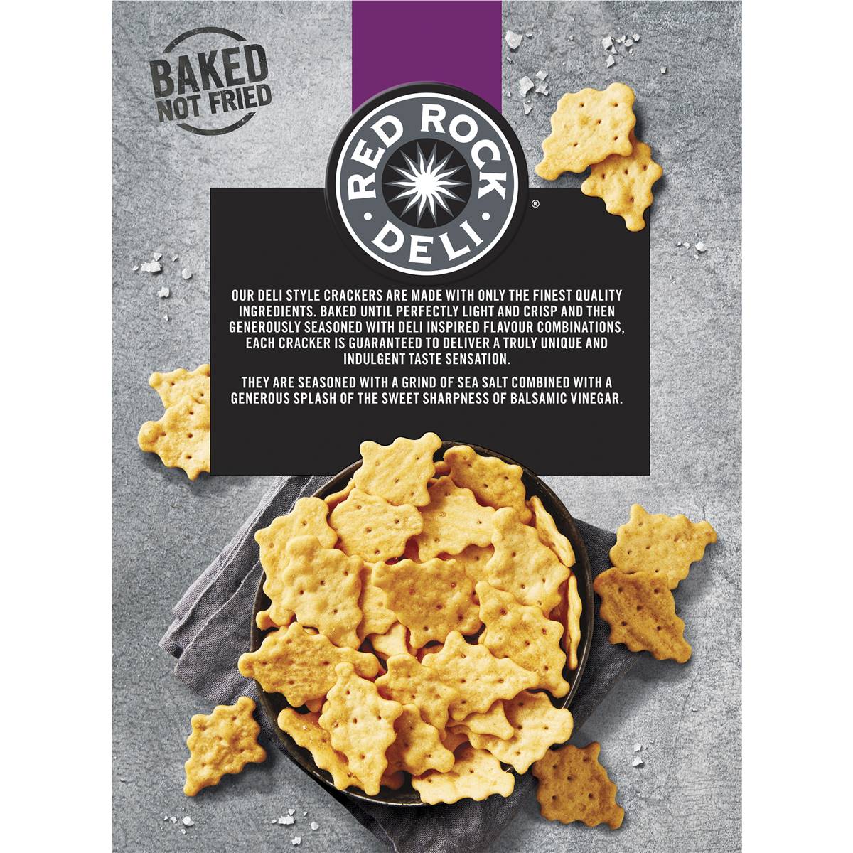 Red Rock Deli Deli Style Crackers Sea Salt & Balsamic Vinegar 135g Woolworths