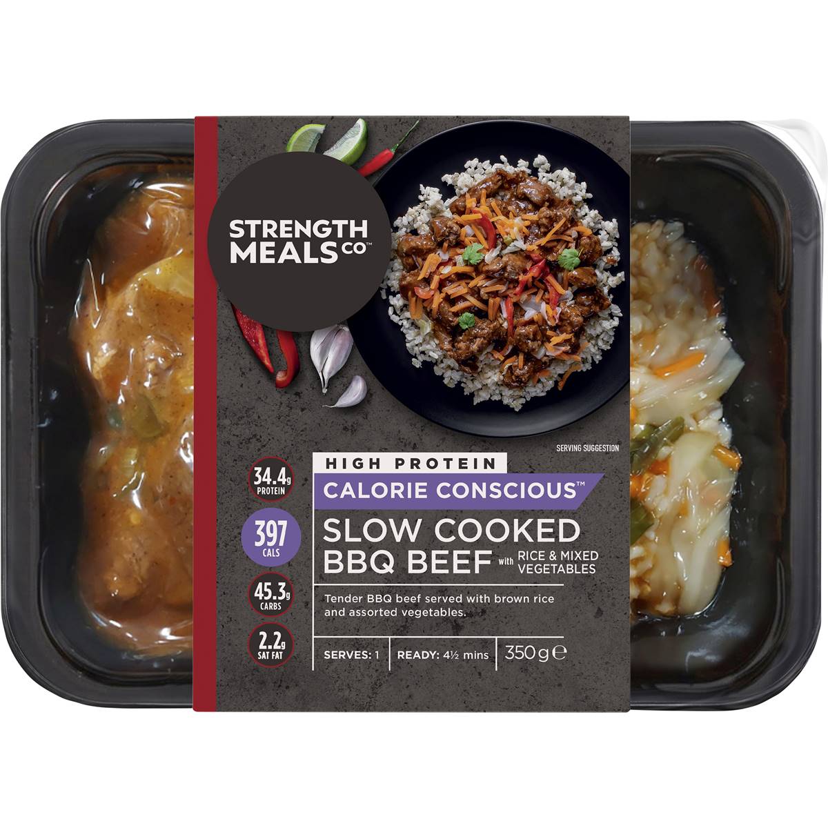 Strength Meals Co High Protein Slow Cooked Bbq Beef With Rice 