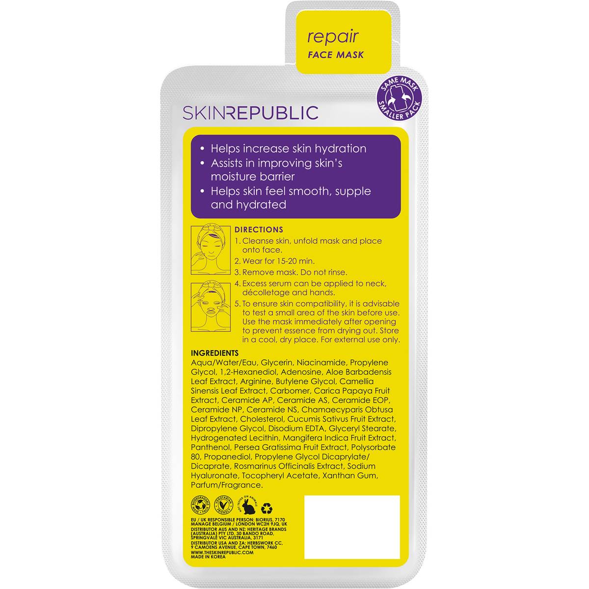 Skin Republic Ceramide Repair Face Mask 25ml Woolworths