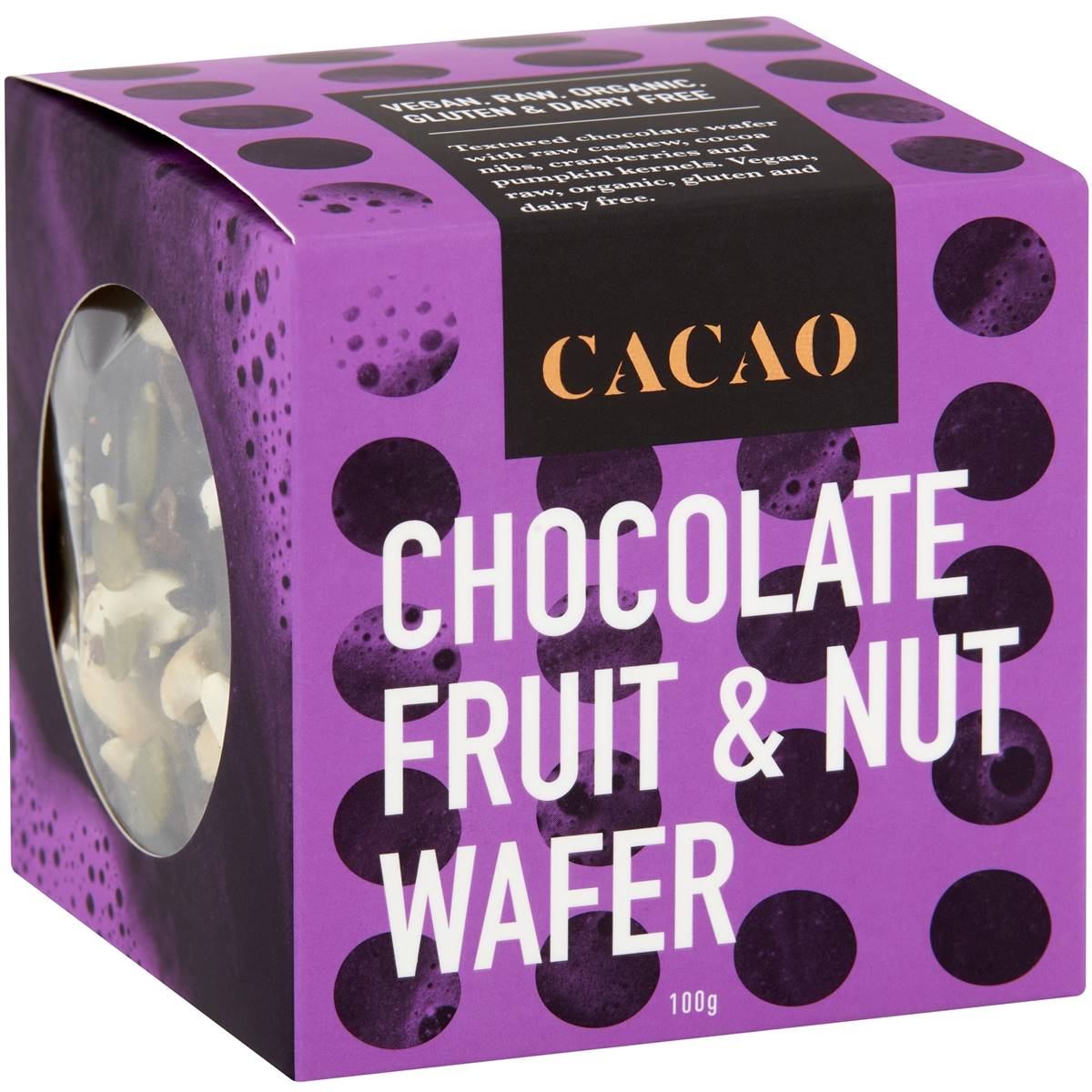 Cacao Fruit & Nut Wafer 100g Woolworths