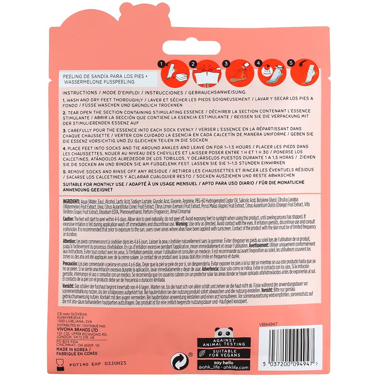 Oh K! Watermelon Foot Peel 40ml | Woolworths