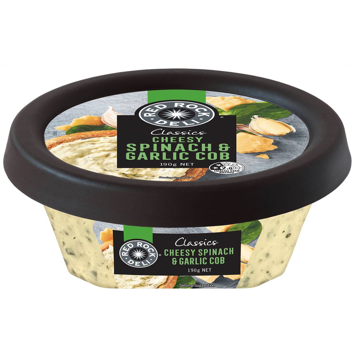 Red Rock Deli Classics Cheesy Spinach & Garlic Cob Dip 190g Woolworths