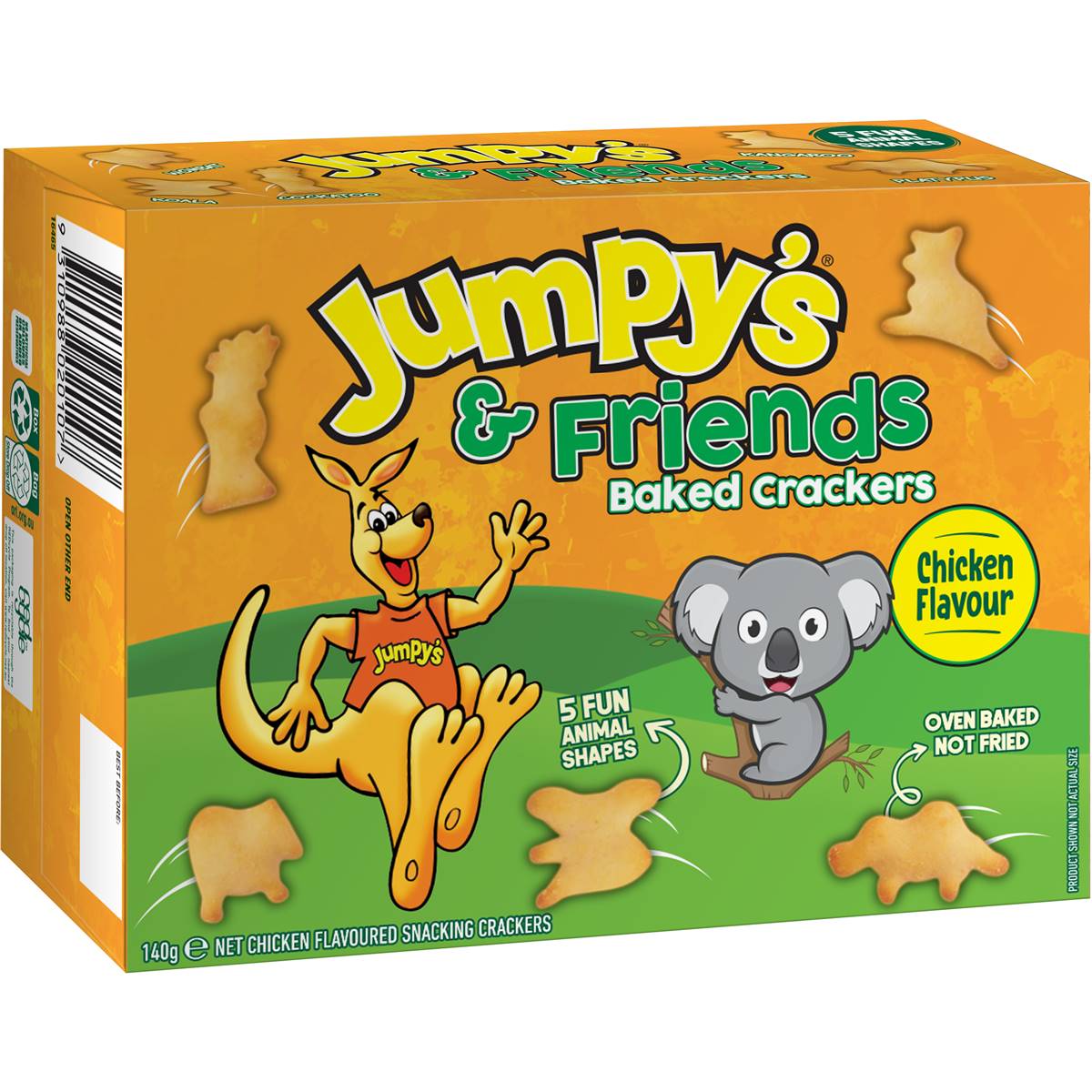 Jumpy's Baked Crackers Chicken Flavour Animal Shapes 140g Woolworths