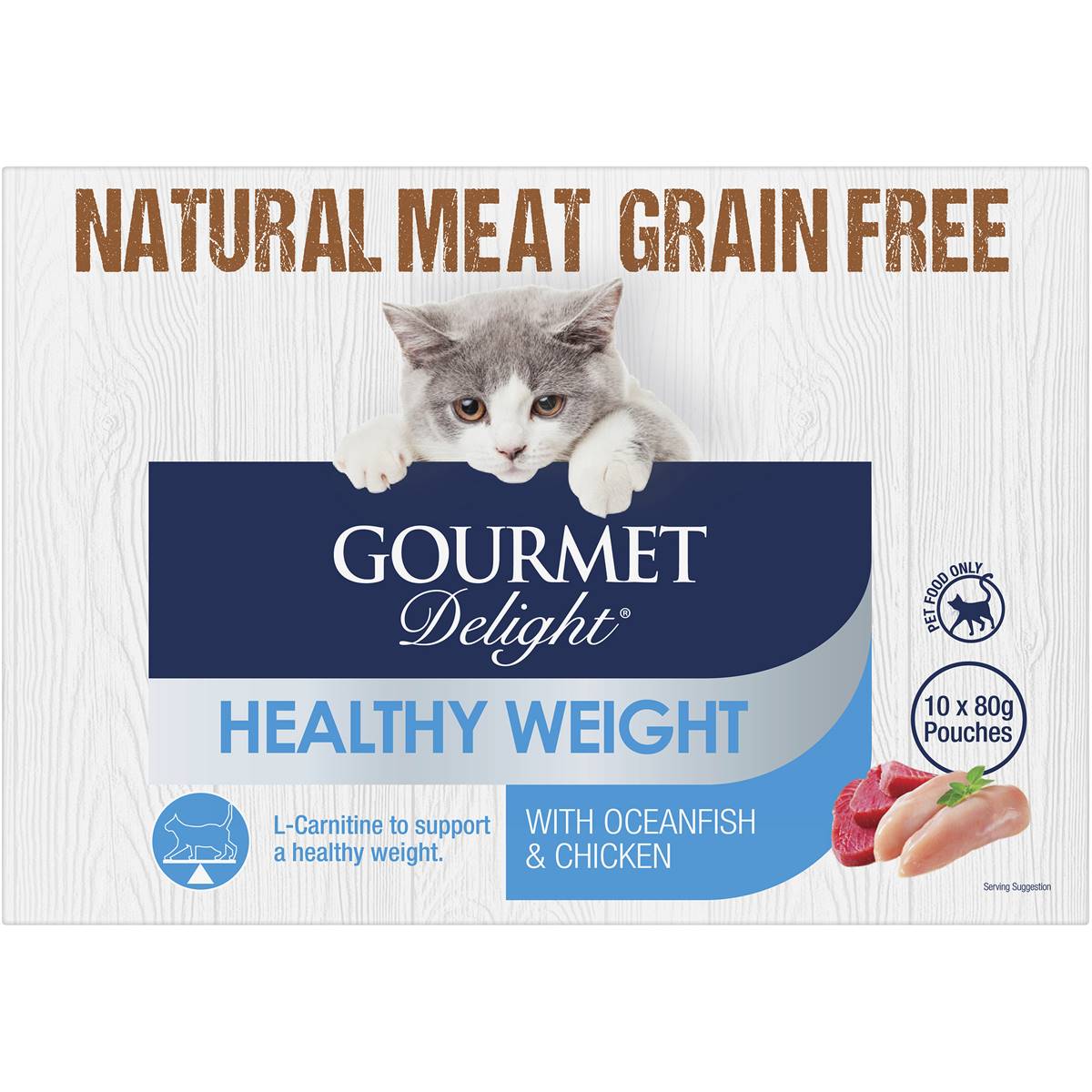 Gourmet Delight Cat Food Healthy Weight Ocean Fish & Chicken 10 Pack