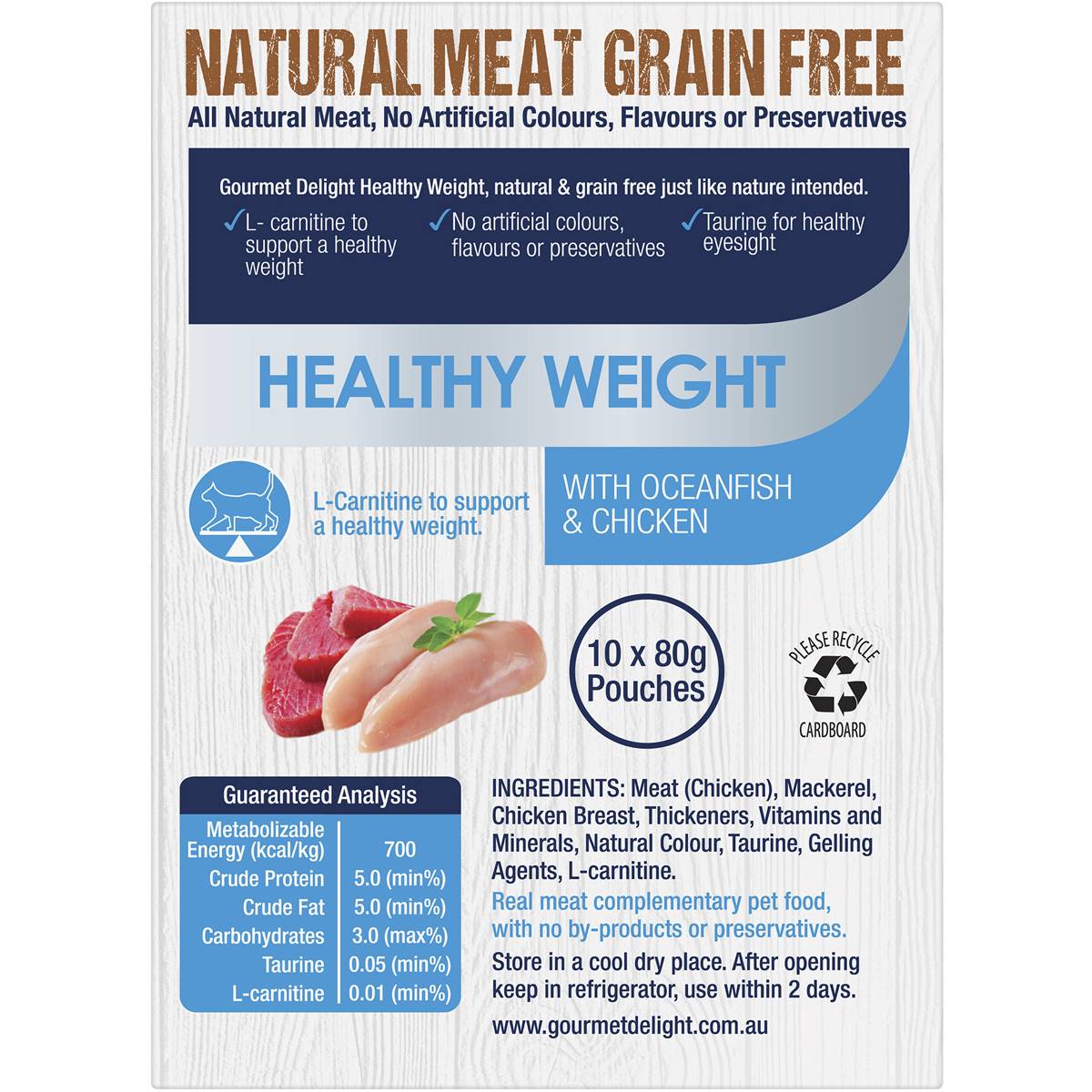 Gourmet Delight Cat Food Healthy Weight Ocean Fish & Chicken 10 Pack