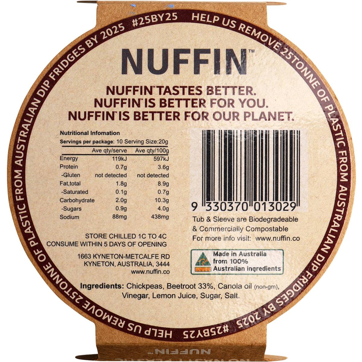 Nuffin Beetroot Dip 200g Woolworths