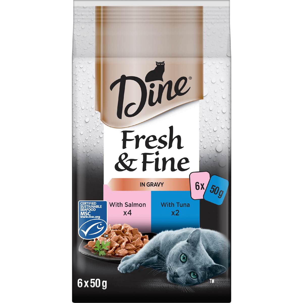 Dine Fresh & Fine Gravy Salmon & Tuna 50g X 6 Pack Woolworths