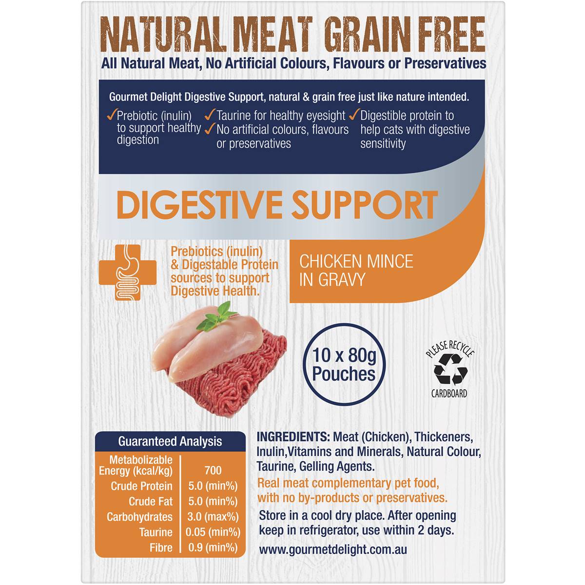 Gourmet Delight Cat Food Digestive Support Chicken Mince In Gravy 10