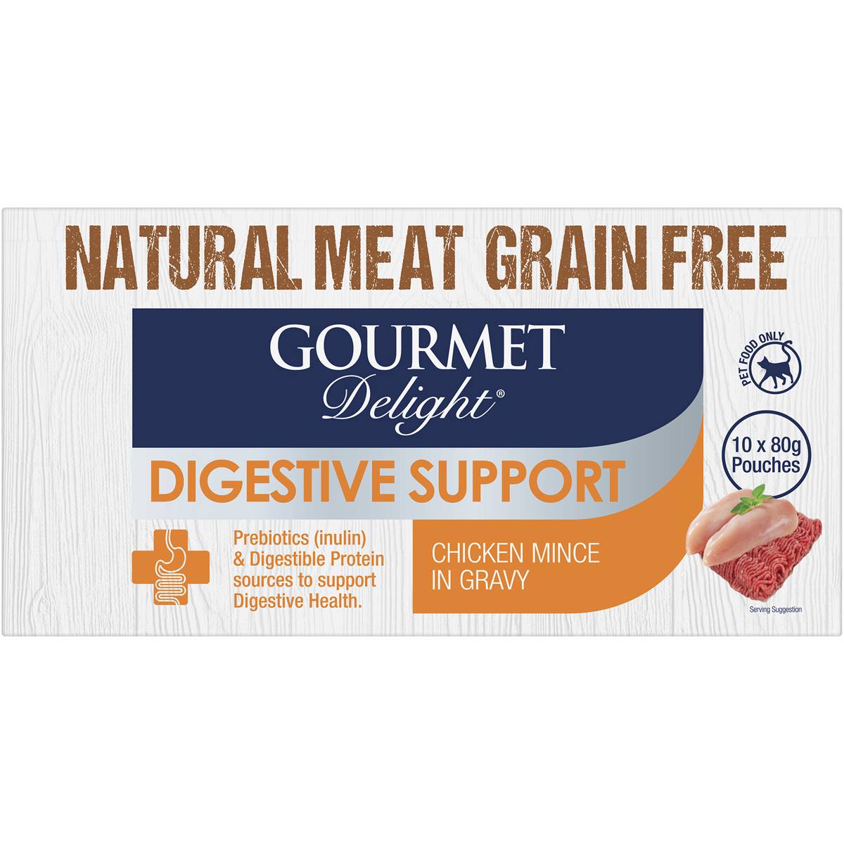 Gourmet Delight Cat Food Digestive Support Chicken Mince In Gravy 10