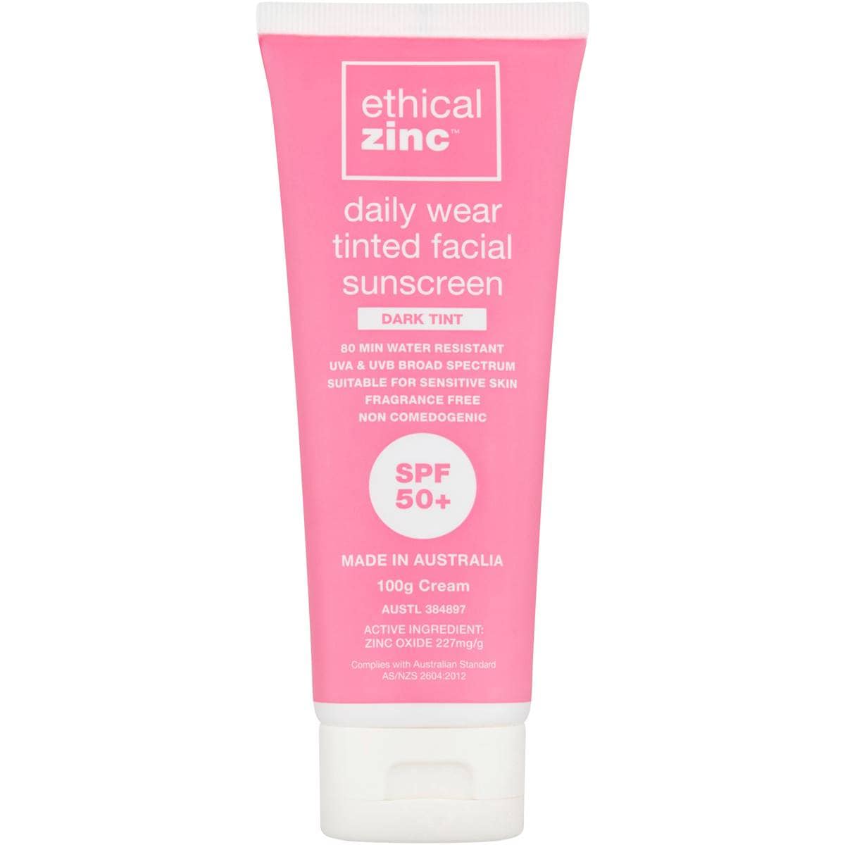 Ethical Zinc Daily Wear Tinted Facial Sunsreen Dark Tint Spf50+ 100g