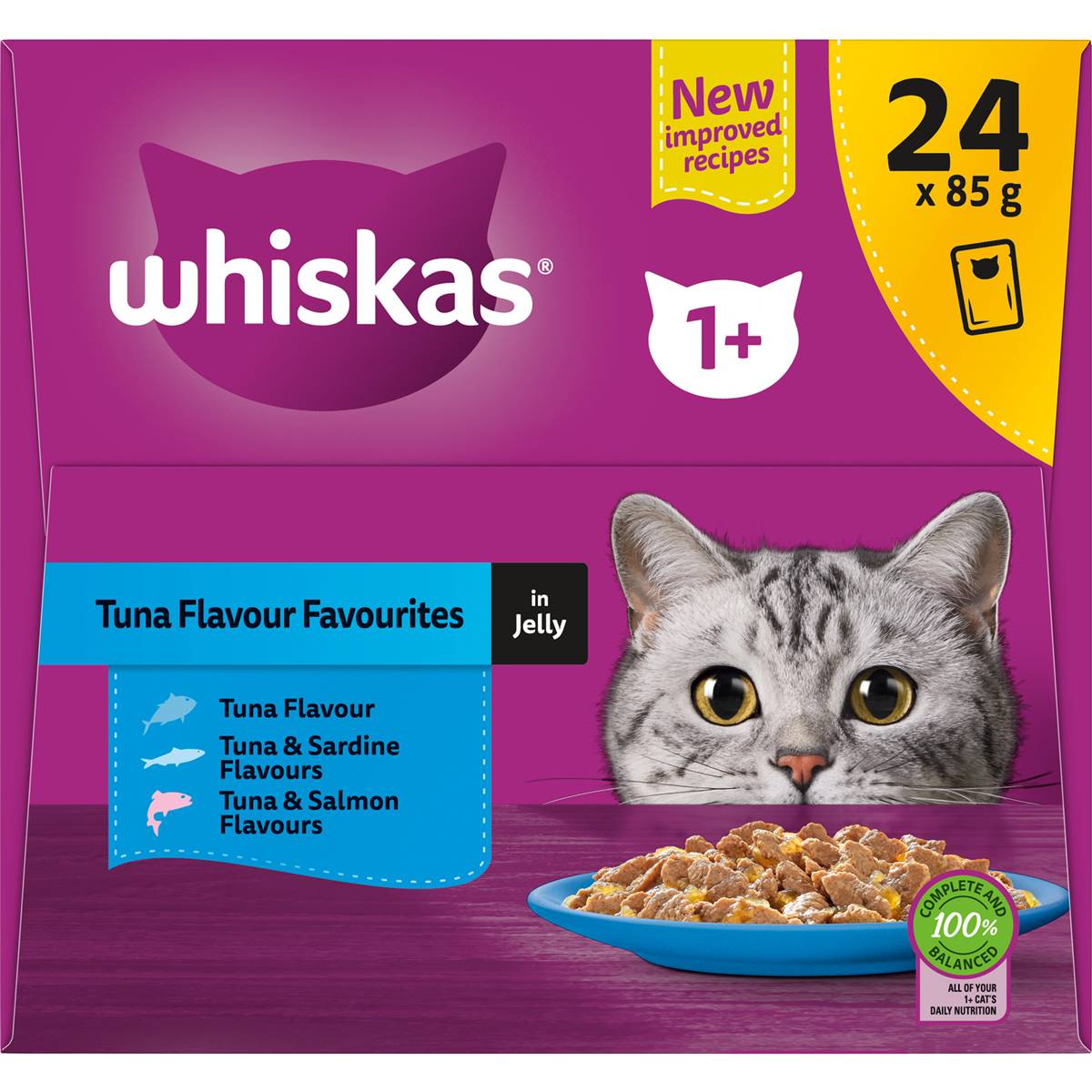Whiskas Tuna Flavour Favourites In Jelly 85g X24 Pack Woolworths