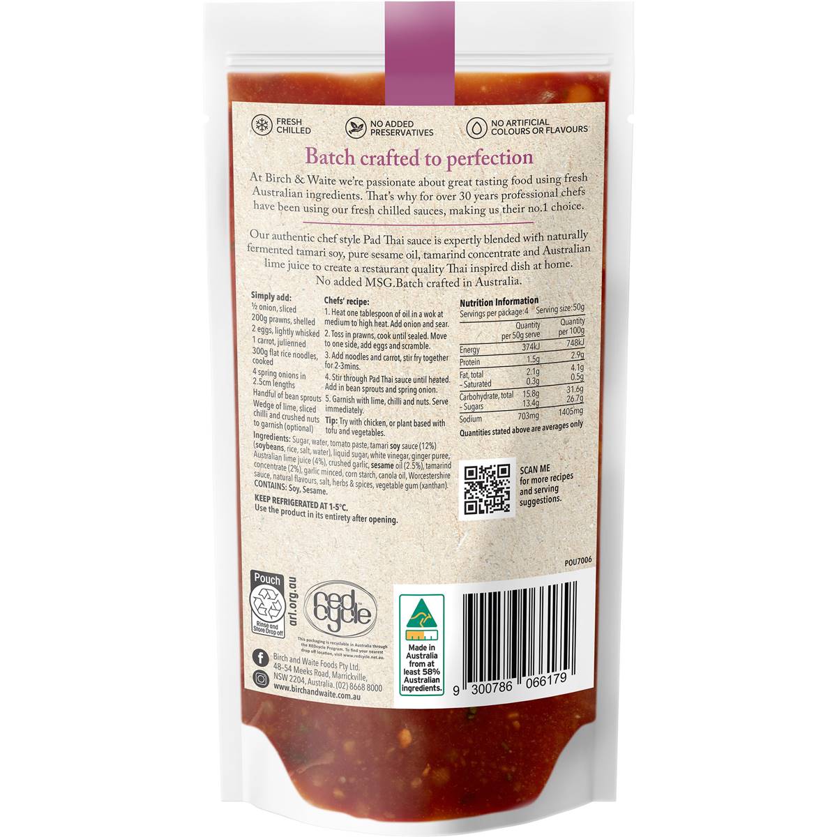 Birch & Waite Pad Thai Stir Fry Sauce 200g Woolworths