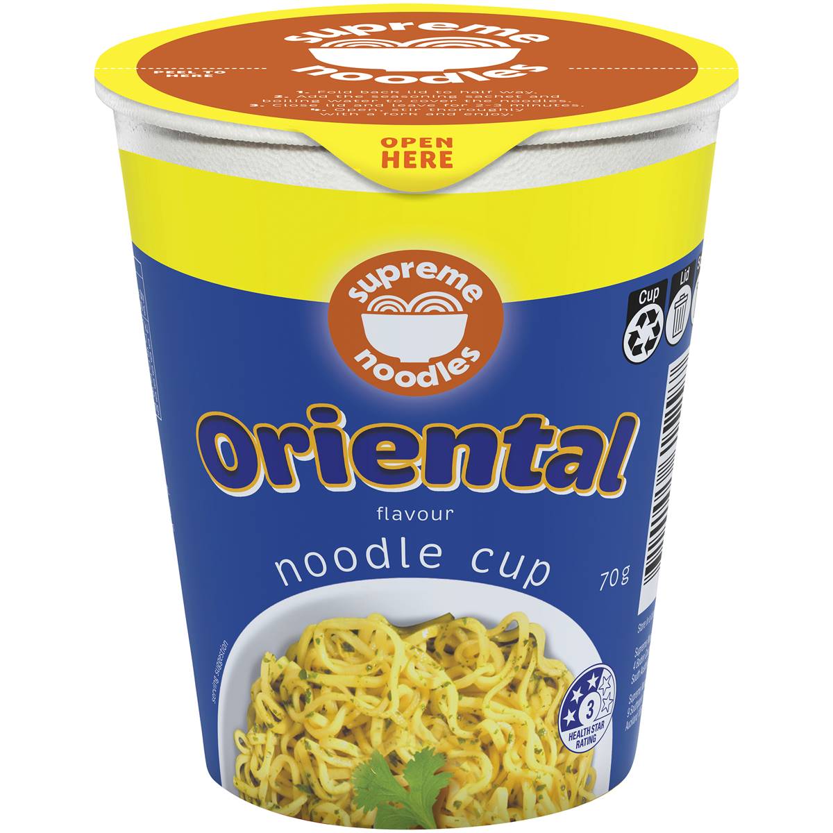 Supreme Noodles Cup Oriental Flavour 70g Woolworths