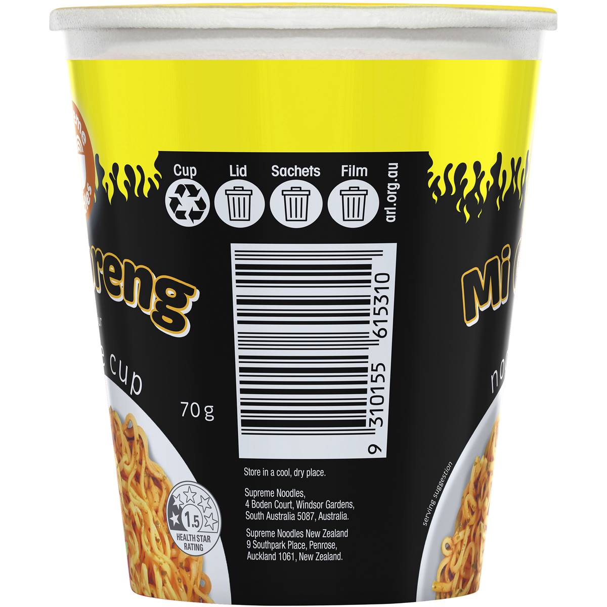 Supreme Noodles Mi Goreng Noodle Cup 70g Woolworths