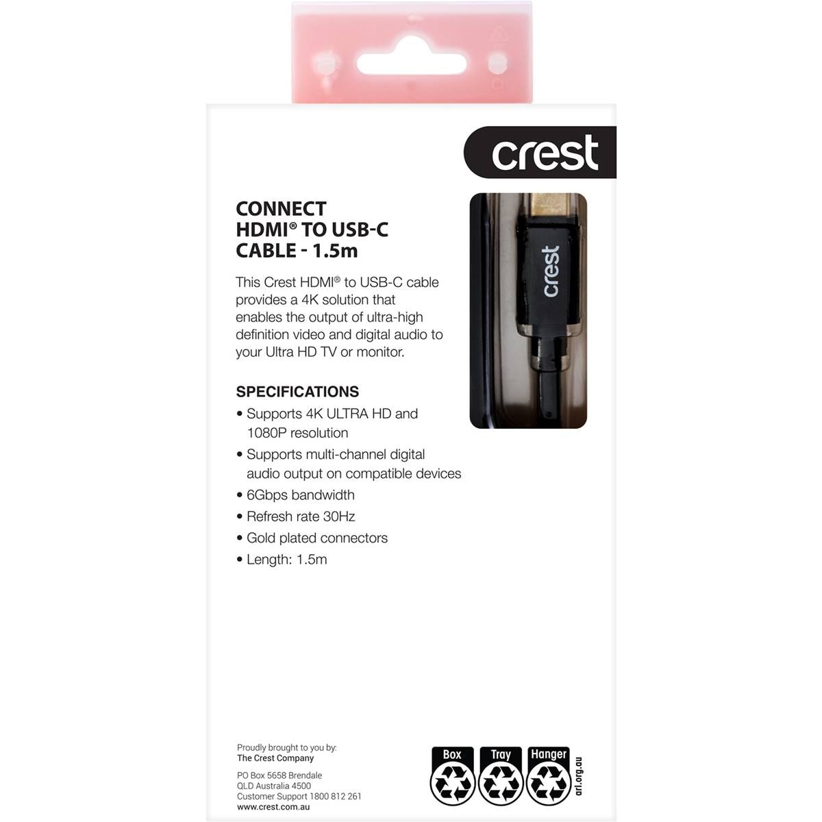 Crest Hdmi To Usbc 1.5m High Speed Cable Each Woolworths