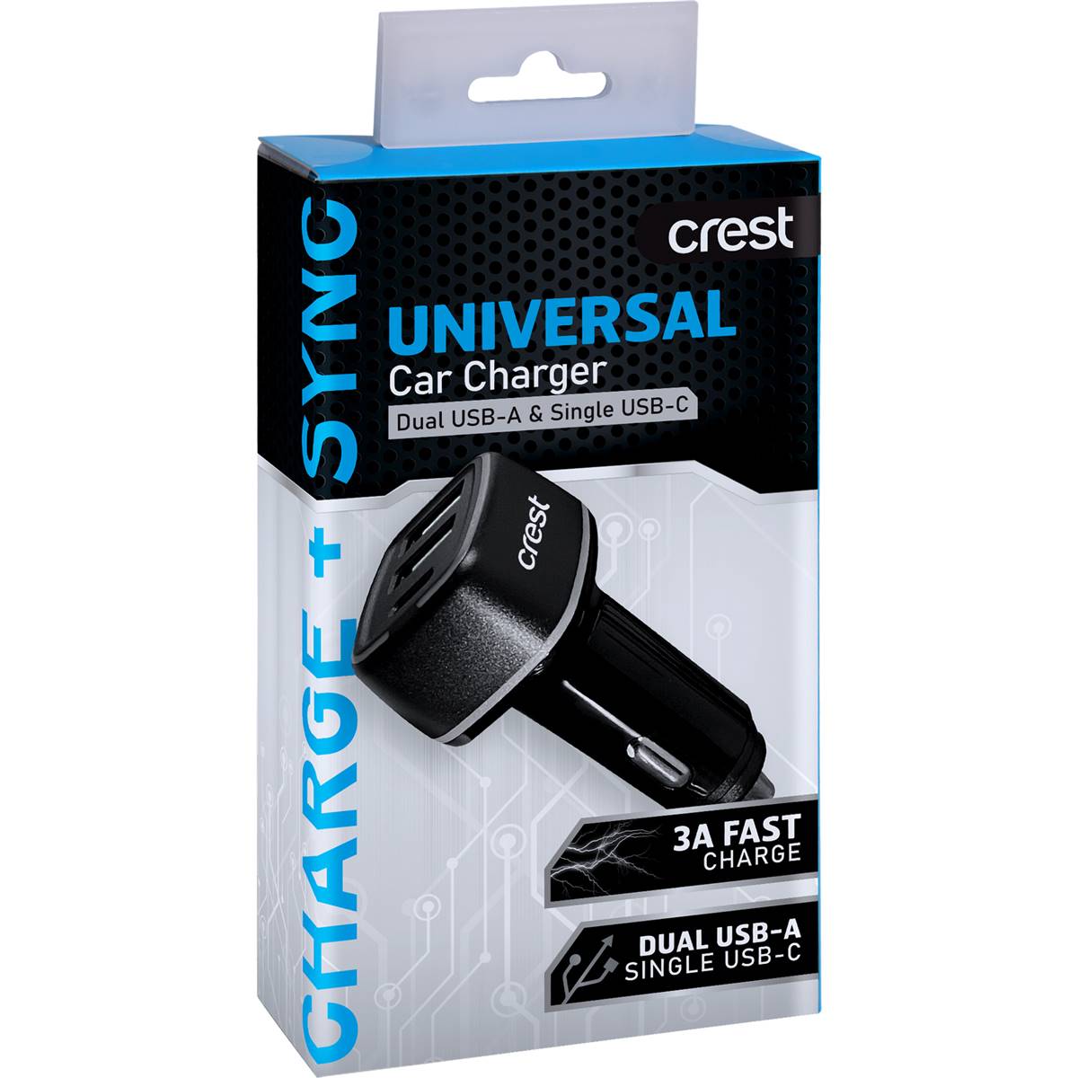 Crest Universal Car Charger Dual Usba & Single Usbc Each Woolworths