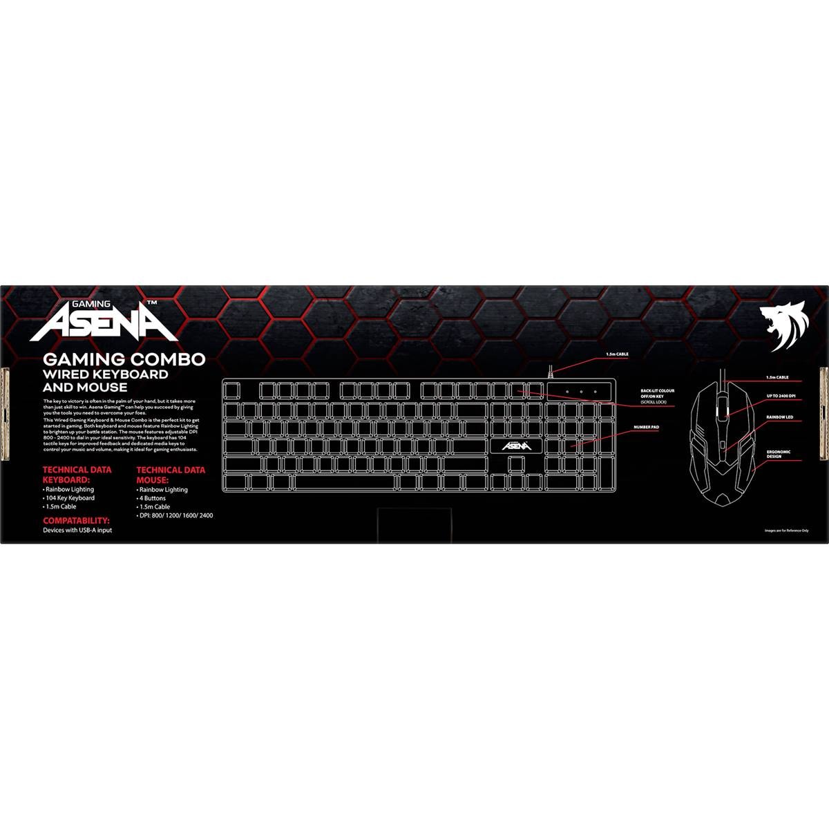 Asena Gaming Bundle Wired Keyboard & Mouse Each Woolworths