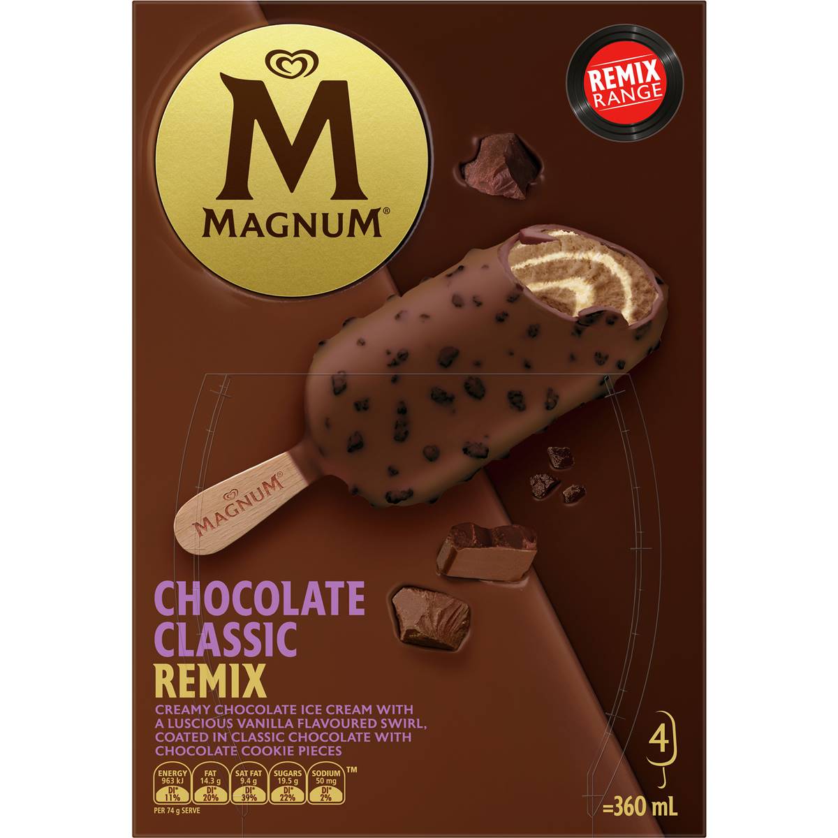 Magnum Chocolate Classic Remix 4 Pack | Woolworths