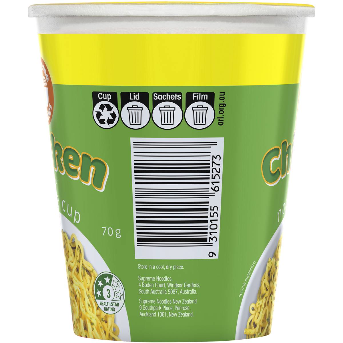 Supreme Noodles Cup Chicken Flavour 70g Woolworths