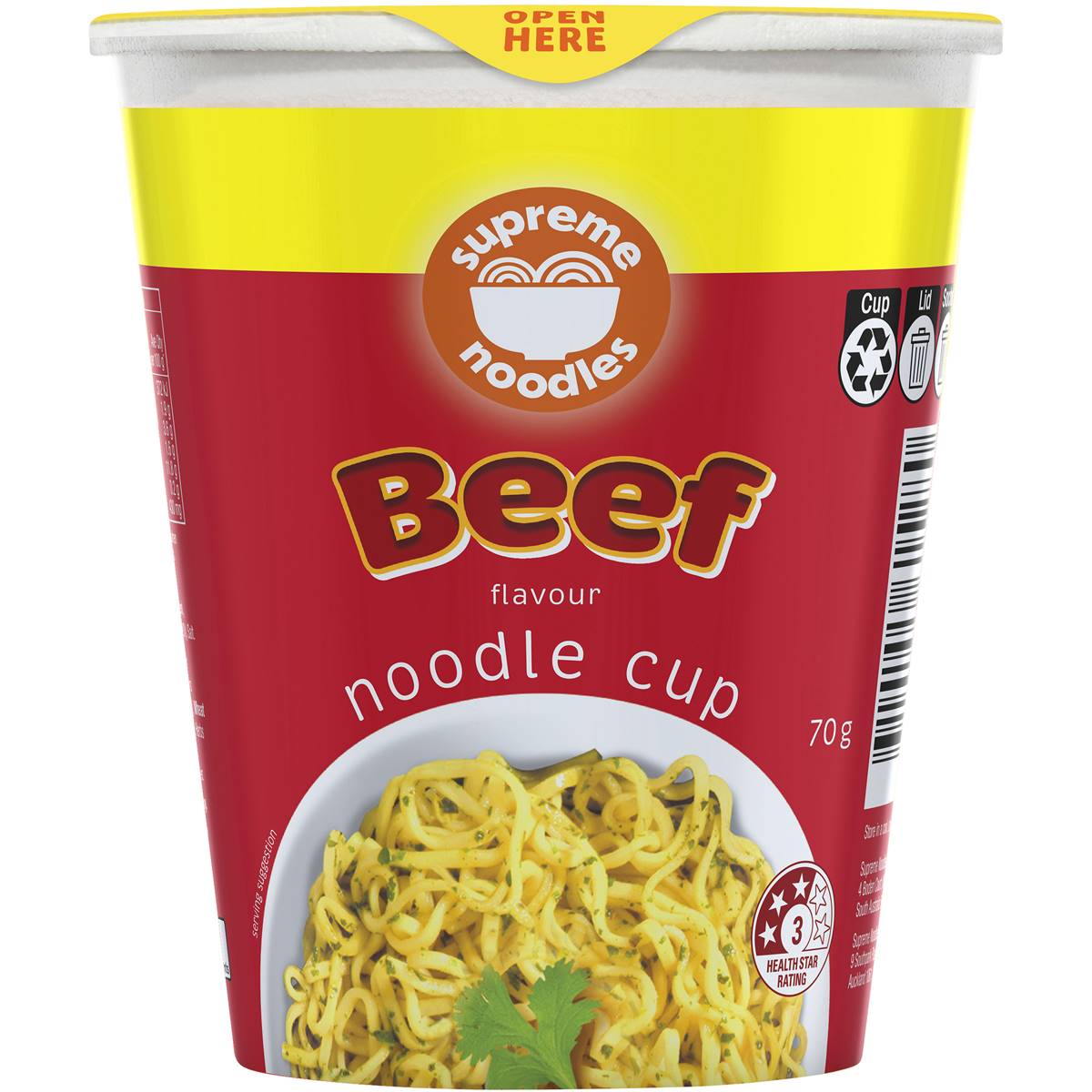 Supreme Noodles Cup Beef Flavour 70g Woolworths