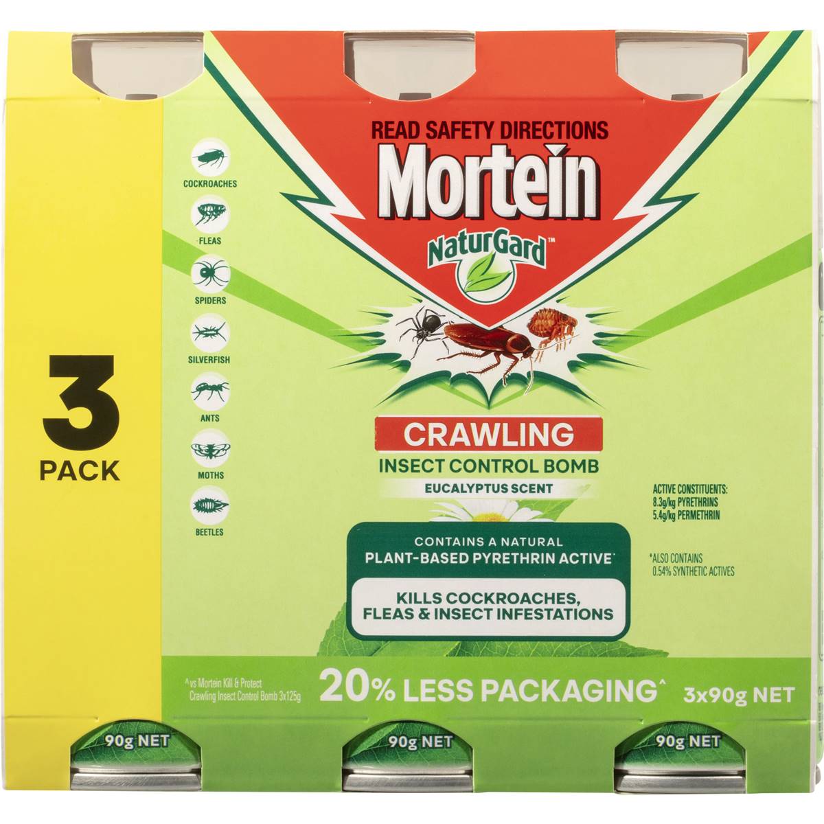 Mortein Naturgard Eucalyptus Crawling Insect Control Bomb 3 Pack