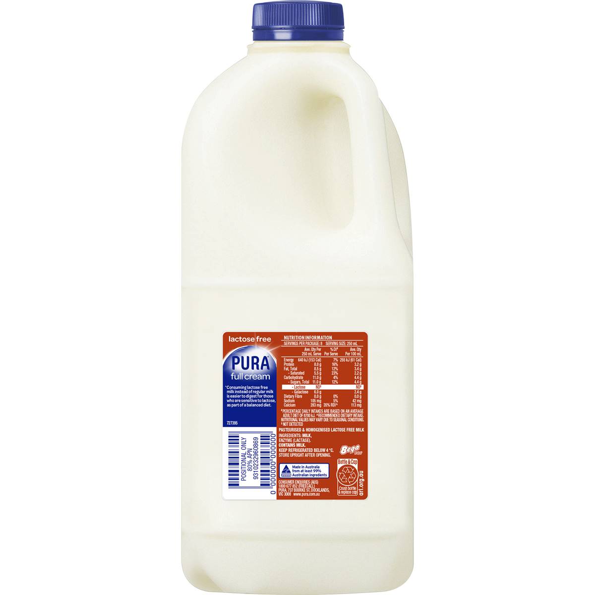 Pura Lactose Free Full Cream Milk 2l Woolworths