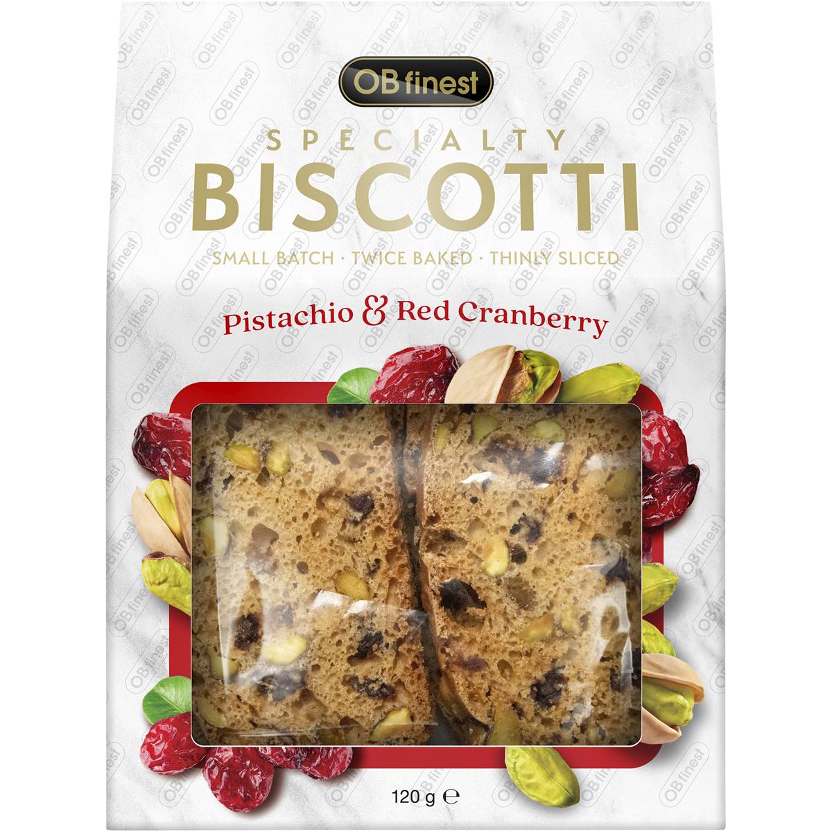 Ob Finest Biscotti Pistachio & Red Cranberry 120g | Woolworths