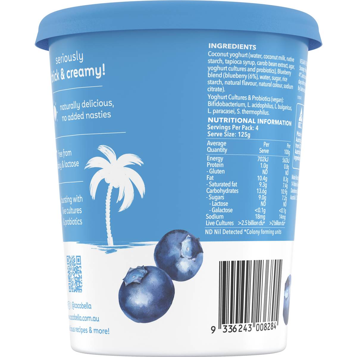Cocobella Coconut Yogurt Blueberry 500g Woolworths
