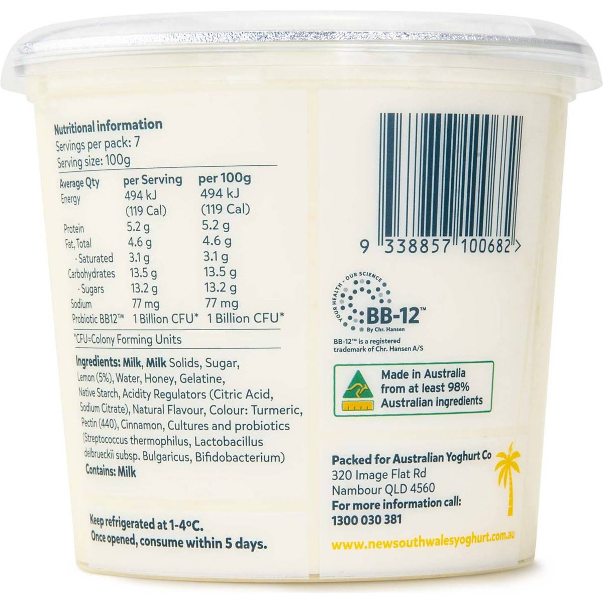 New South Wales Yoghurt Co Lemon Yoghurt Tub 700g | Woolworths