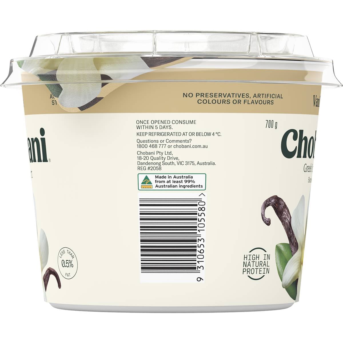 Chobani Vanilla Greek Yoghurt Tub 700g Woolworths