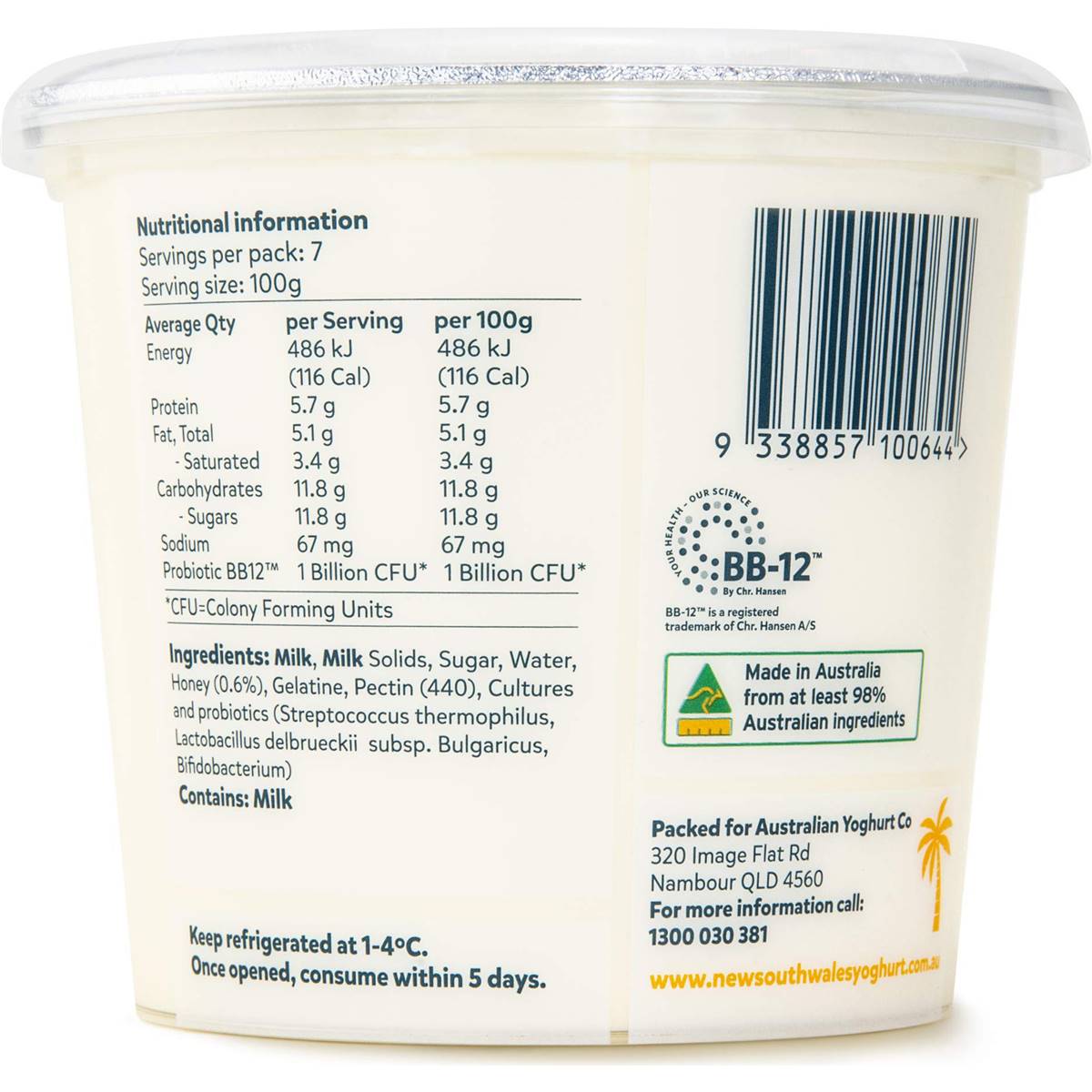 New South Wales Yoghurt Co Honey Yoghurt Tub 700g | Woolworths