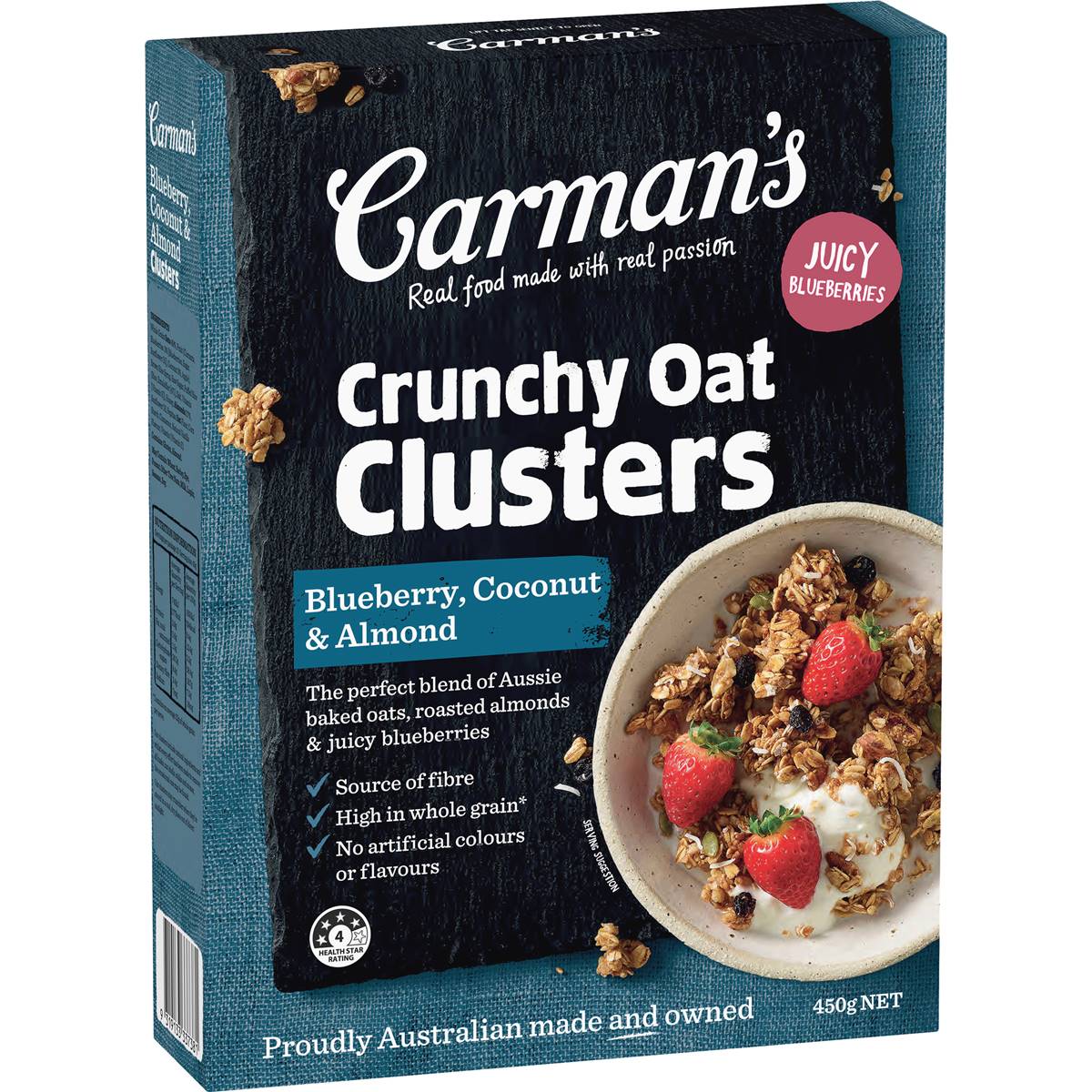 Carman's Crunchy Oat Clusters Blueberry, Coconut & Almond 450g | Woolworths